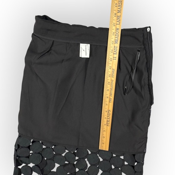 Commense Black Circle Applique Laser Cut Midi Skirt Whimsigoth Womens M Modern - Picture 8 of 12